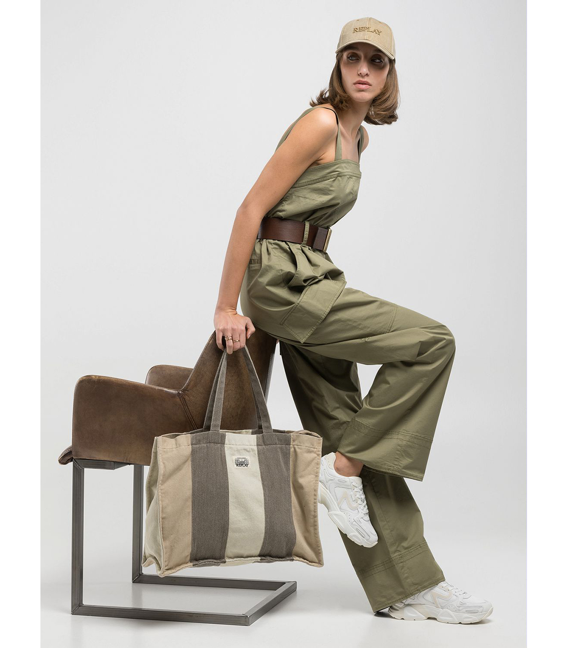 コンフォートフィットストレッチコットンジャンプスーツ 詳細画像 ライトミリタリー 3